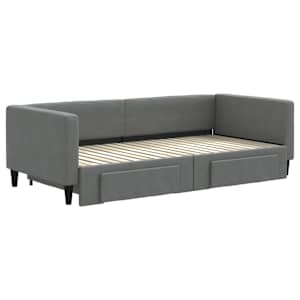 Válenda s přistýlkou a zásuvkami tmavě šedá 90 x 190 cm textil - obrázek 3