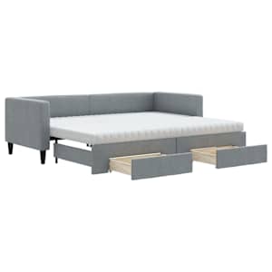 Válenda s přistýlkou a zásuvkami světle šedá 80 x 200 cm textil - obrázek 2