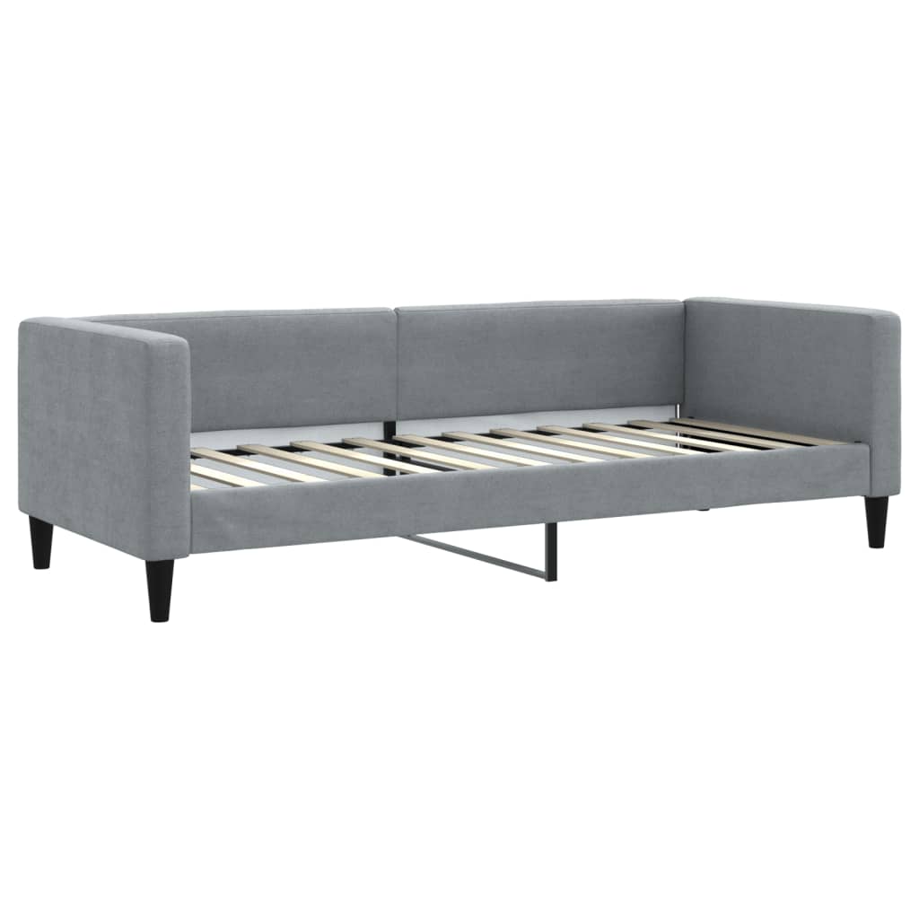 vidaXL Slaapbank met onderschuifbed en lades 80x200 cm stof lichtgrijs grijs, foto 4