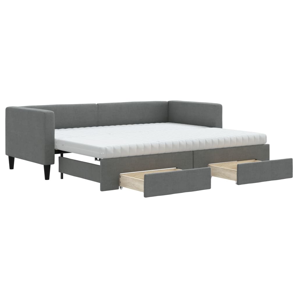 vidaXL Slaapbank onderschuifbed en lades 80x200 cm stof donkergrijs grijs, foto 3