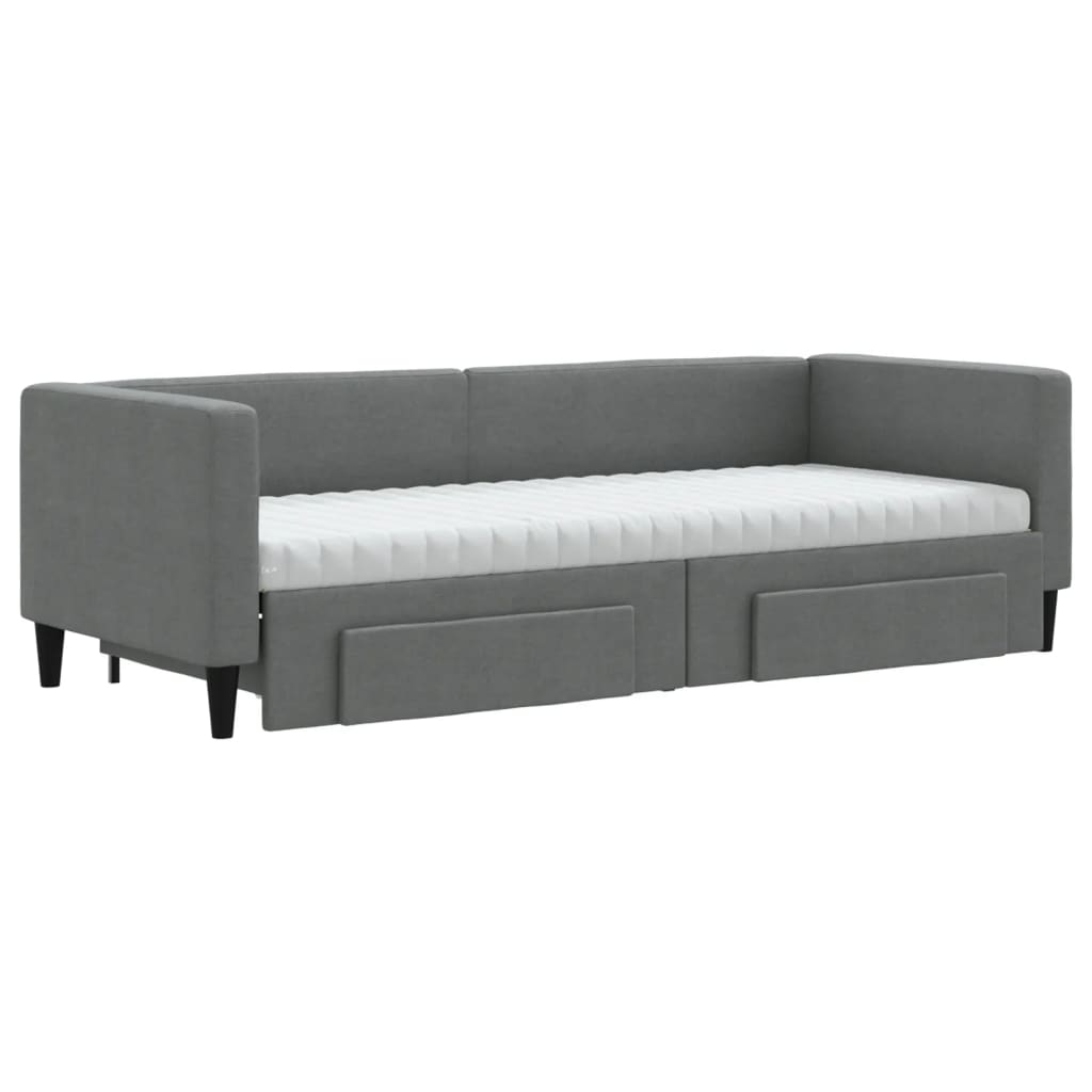 vidaXL Slaapbank onderschuifbed en lades 80x200 cm stof donkergrijs afbeelding