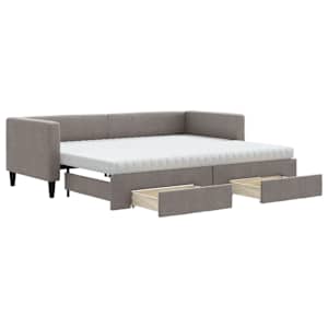 Válenda s přistýlkou a zásuvkami taupe 80 x 200 cm textil - obrázek 2