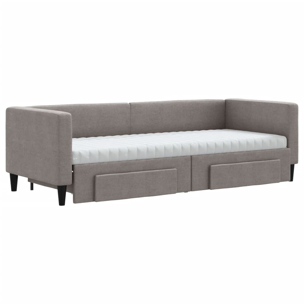vidaXL Slaapbank met onderschuifbed en lades 80x200 cm stof taupe afbeelding