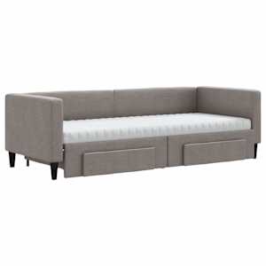 Válenda s přistýlkou a zásuvkami taupe 80 x 200 cm textil - obrázek 3