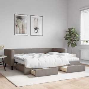 Válenda s přistýlkou a zásuvkami taupe 80 x 200 cm textil - obrázek 1