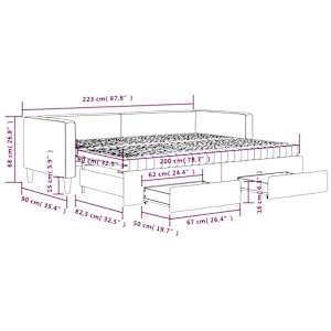 Válenda s přistýlkou a zásuvkami krémová 80 x 200 cm textil - obrázek 13