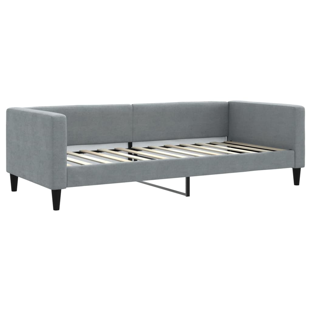 vidaXL Slaapbank met onderschuifbed en lades 90x200 cm stof lichtgrijs grijs, foto 4