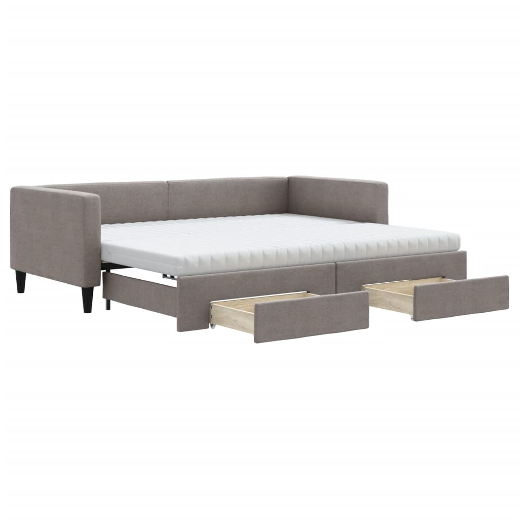 Thumbnail - vidaXL Tagesbett Ausziehbar mit Schubladen Taupe 90x200 cm Stoff