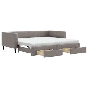 Válenda s přistýlkou a zásuvkami taupe 100 x 200 cm textil - obrázek 2