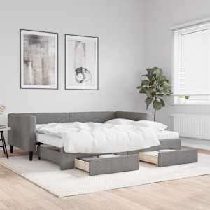Válenda s přistýlkou a zásuvkami tmavě šedá 90 x 190 cm textil - obrázek 1