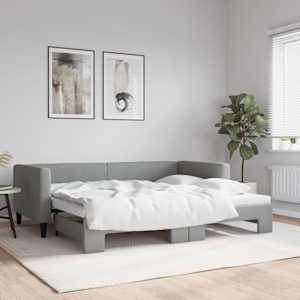 Válenda s přistýlkou a světle šedá 100 x 190 cm textil - obrázek 1