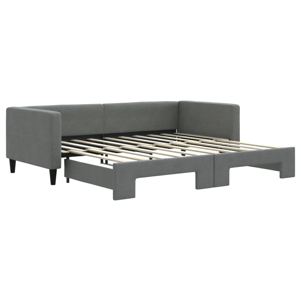 vidaXL Slaapbank met onderschuifbed 100x190 cm stof donkergrijs