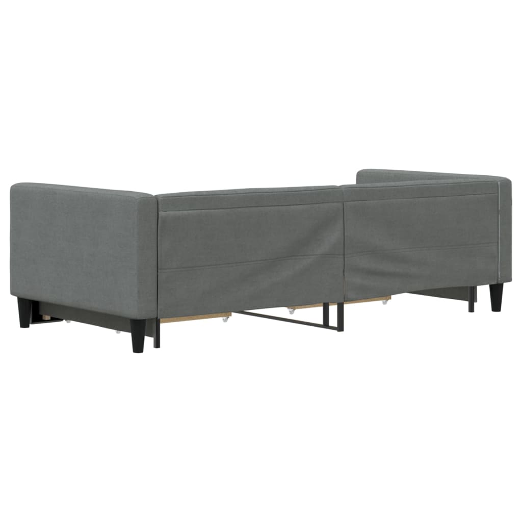 vidaXL Tagesbett Ausziehbar mit Schubladen Dunkelgrau 100x190 cm Stoff – Bild 4