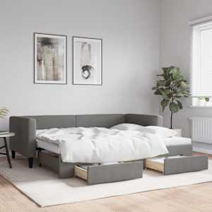 Válenda s přistýlkou a zásuvkami tmavě šedá 100 x 190 cm textil - obrázek 1