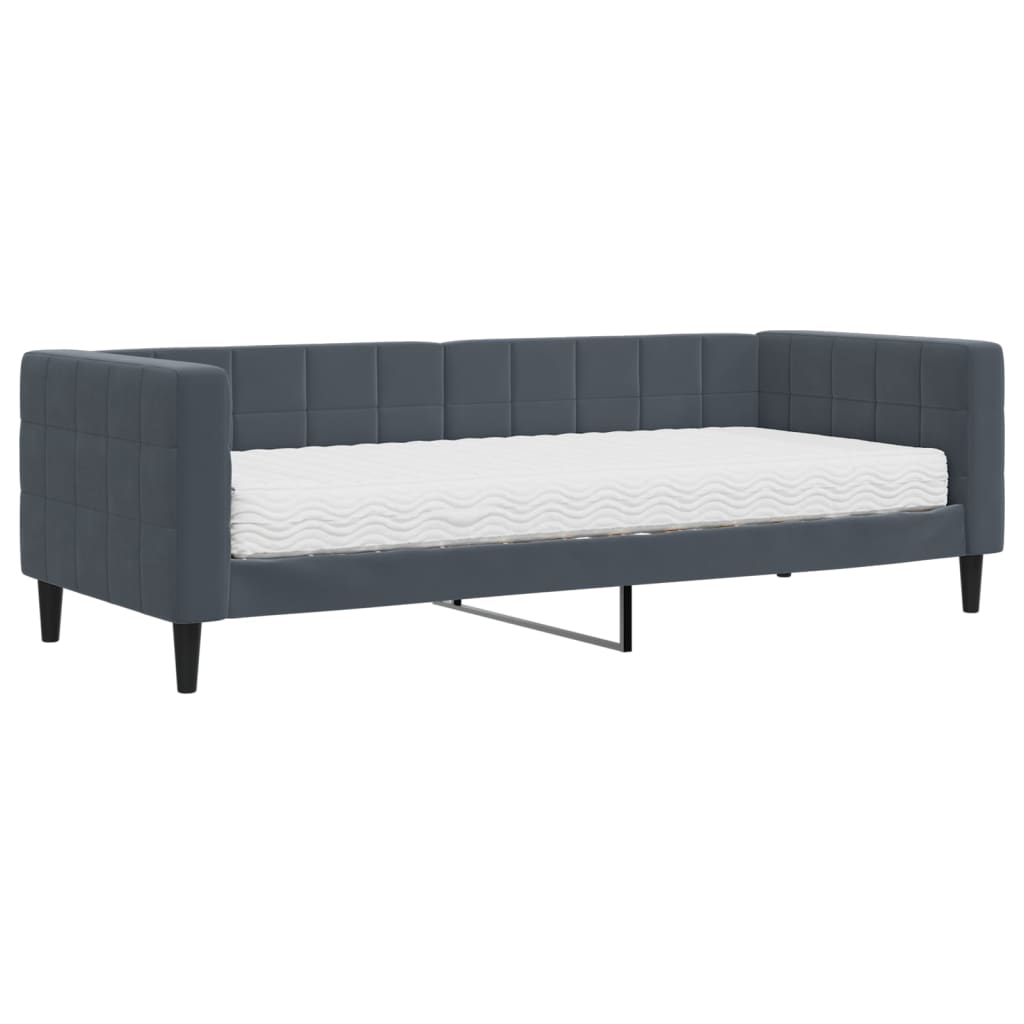 vidaXL Válenda s matrací tmavě šedá 80 x 200 cm samet