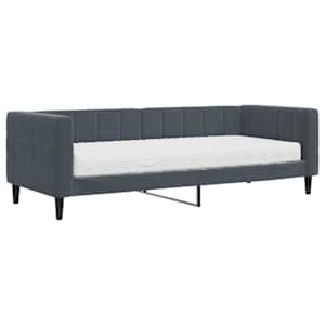 Válenda s matrací tmavě šedá 80 x 200 cm samet - obrázek 2