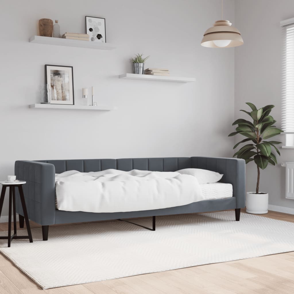 vidaXL daybed med madras 80x200 cm velour mørkegrå