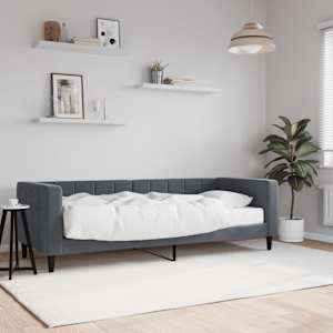 Válenda s matrací tmavě šedá 80 x 200 cm samet - obrázek 1