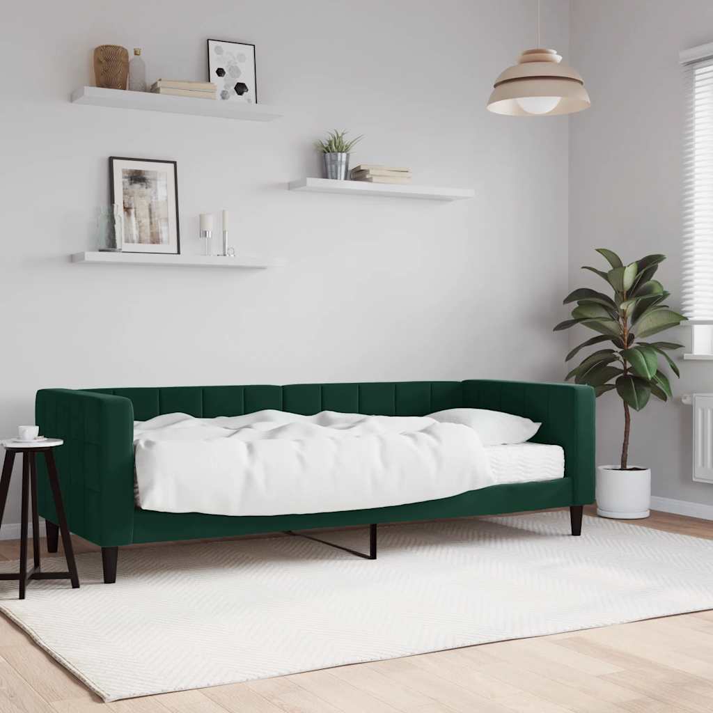 vidaXL daybed med madras 80x200 cm velour mørkegrøn
