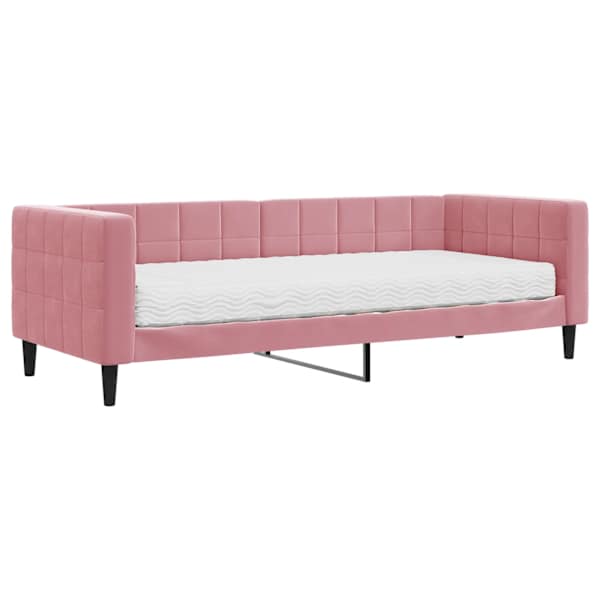 vidaXL diivanlvoodi madratsiga, roosa, 80x200 cm, samet