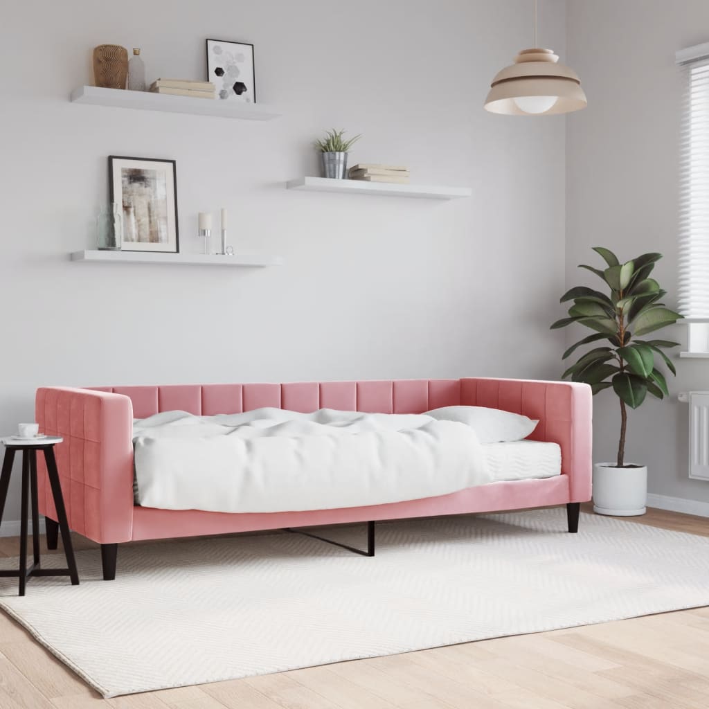 Daybed Velour Pink Lyserød - med madras / 80 x 200 cm