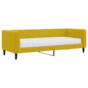 vidaXL diivanlvoodi madratsiga, kollane, 80x200 cm, samet