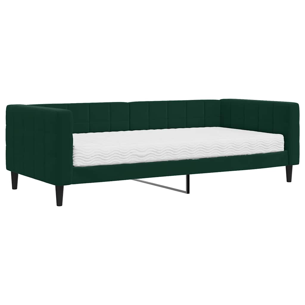vidaXL Slaapbank met matras 90x200 cm fluweel donkergroen groen, foto 3