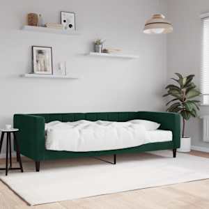 Válenda s matrací tmavě zelená 90 x 200 cm samet - obrázek 1