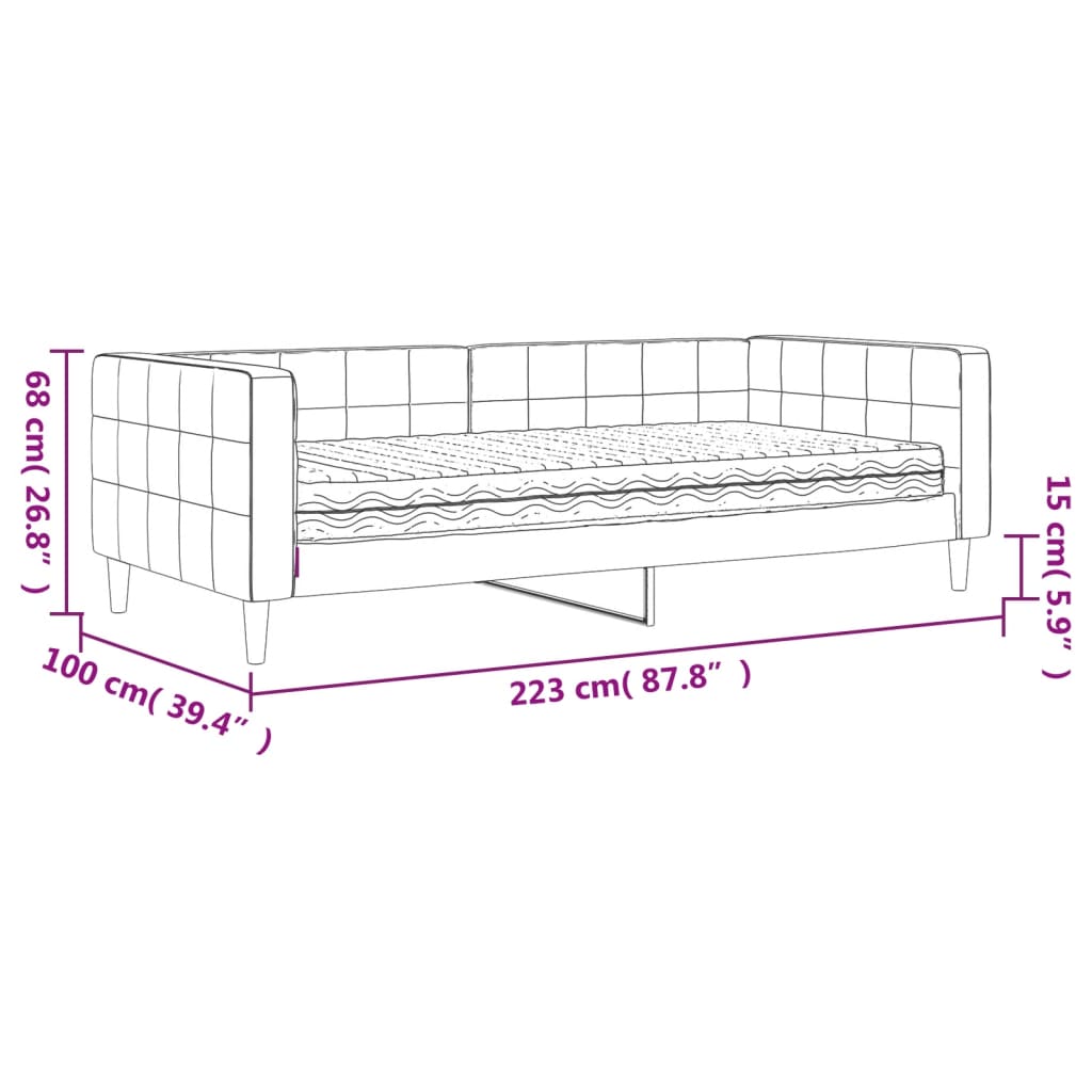 Sofa z materacem do spania, czarna, 90x200 cm, aksamit