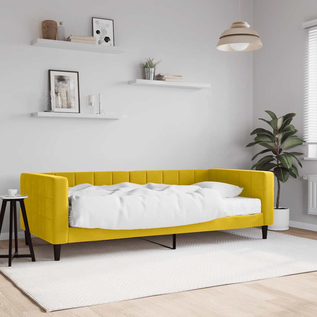 vidaXL daybed med madras 90x200 cm velour gul