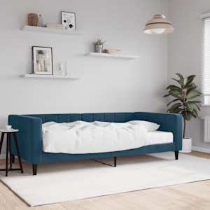 Dnevna postelja z vzmetnico modra 100x200 cm žamet