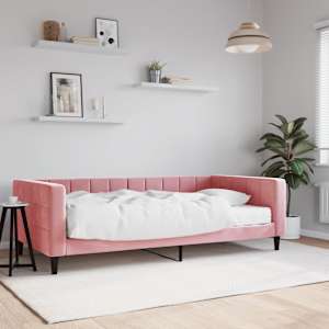 Dnevna postelja z vzmetnico roza 100x200 cm žamet