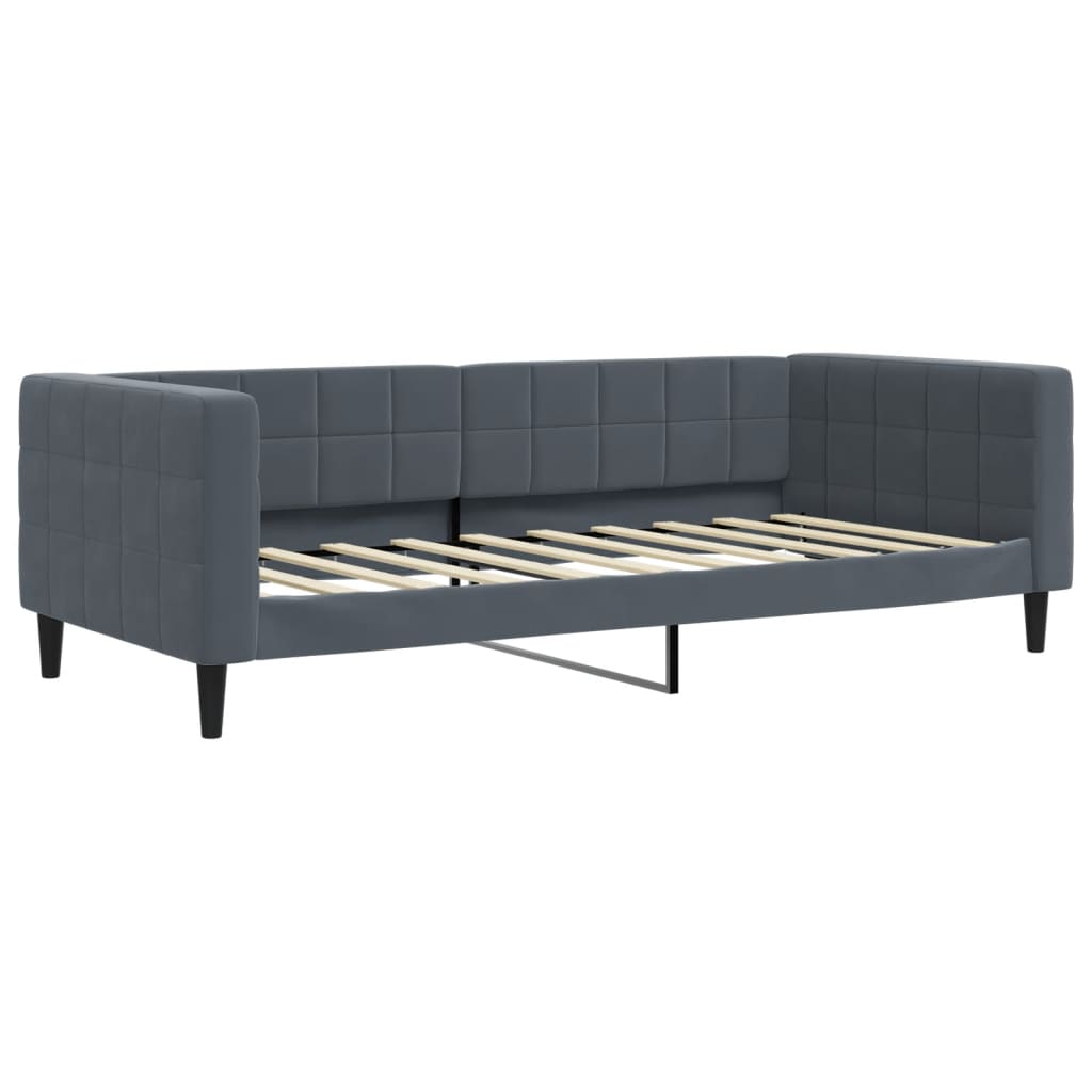 Sofa z materacem do spania, ciemnoszara, 90x190 cm, aksamit