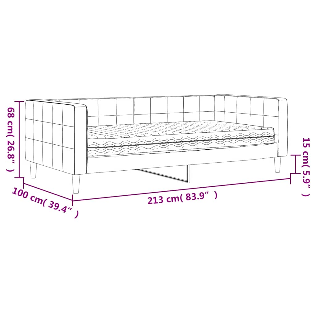 Sofa z materacem do spania, ciemnoszara, 90x190 cm, aksamit