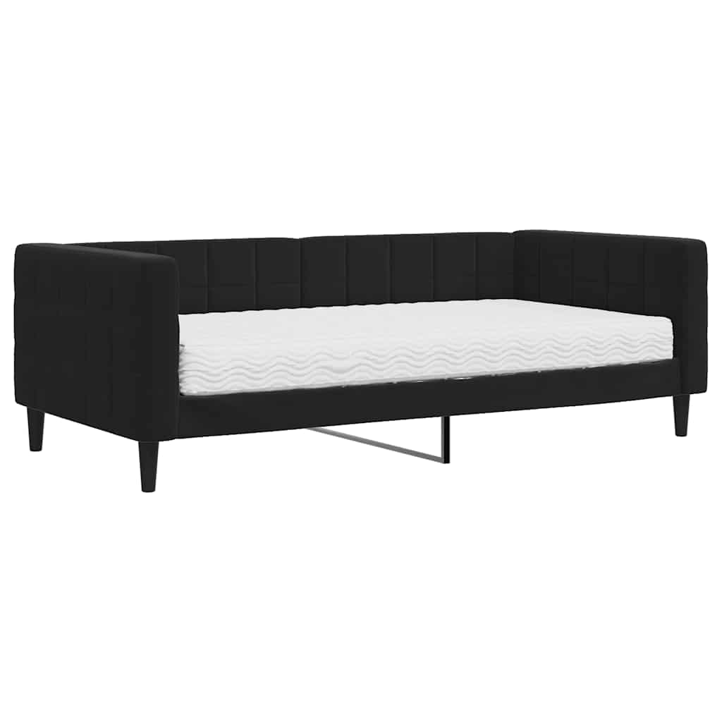 E-shop vidaXL Denná posteľ s matracom čierna 90x190 cm zamat