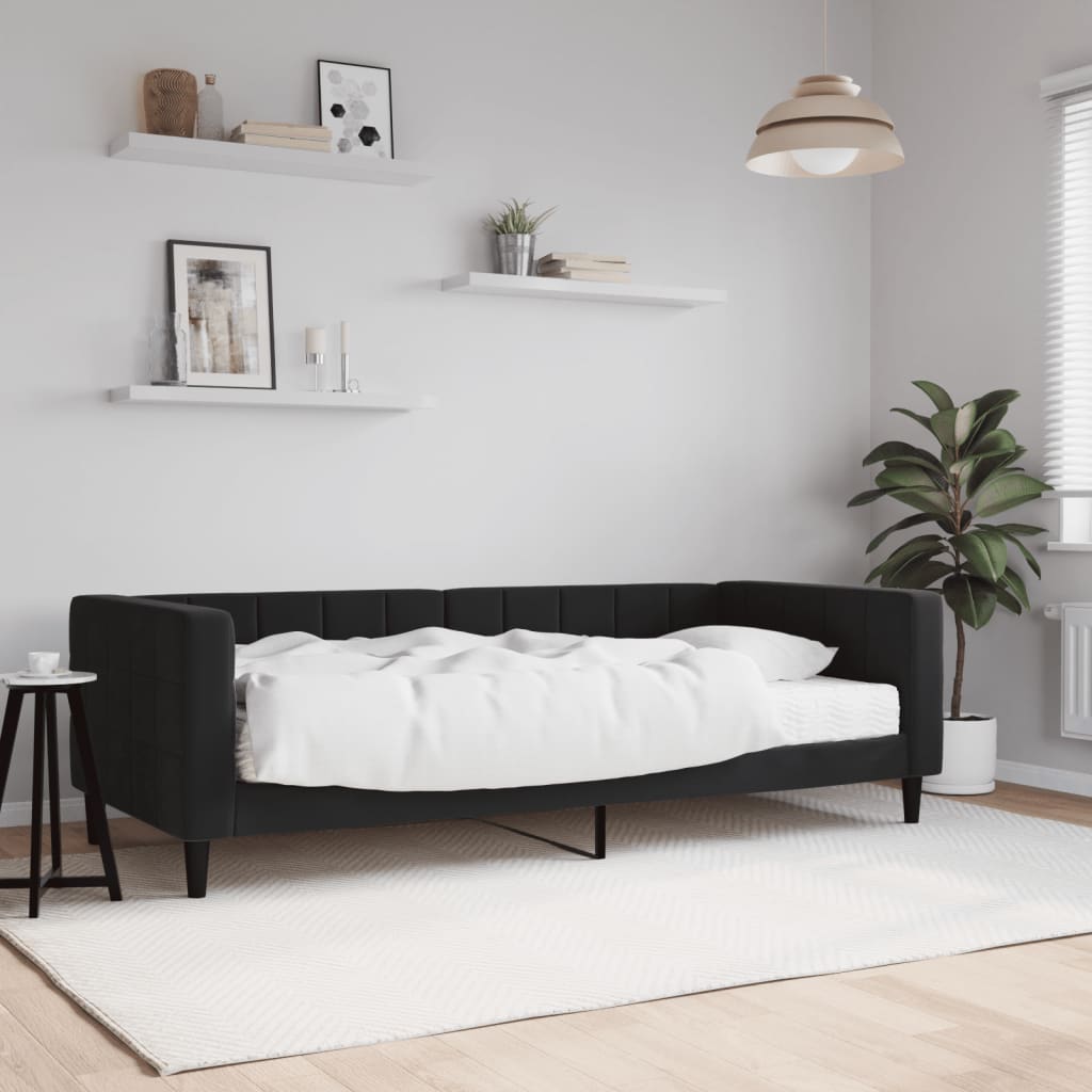 vidaXL Tagesbett mit Matratze Schwarz 90x190 cm Samt