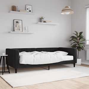 Dnevna postelja z vzmetnico črna 90x190 cm žamet