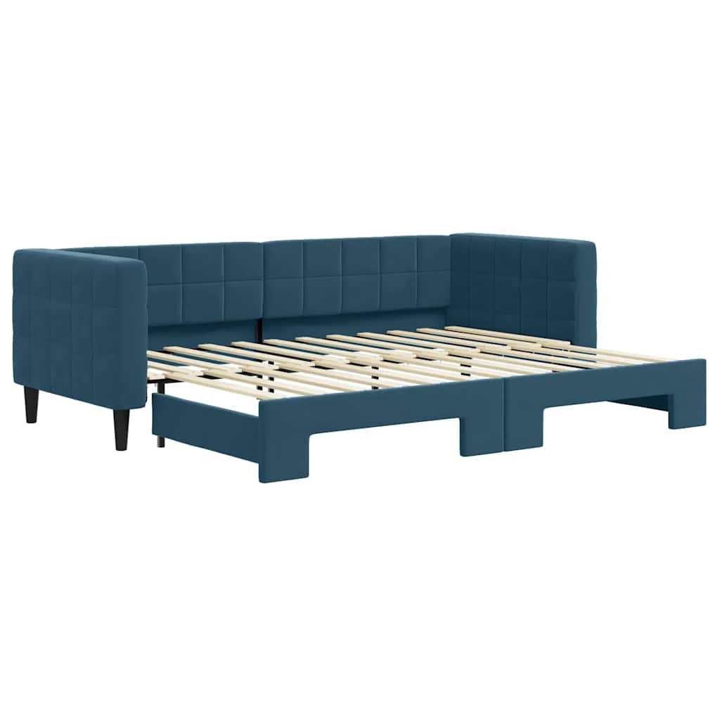 vidaXL Pat de zi cu extensie, albastru, 80x200 cm, catifea
