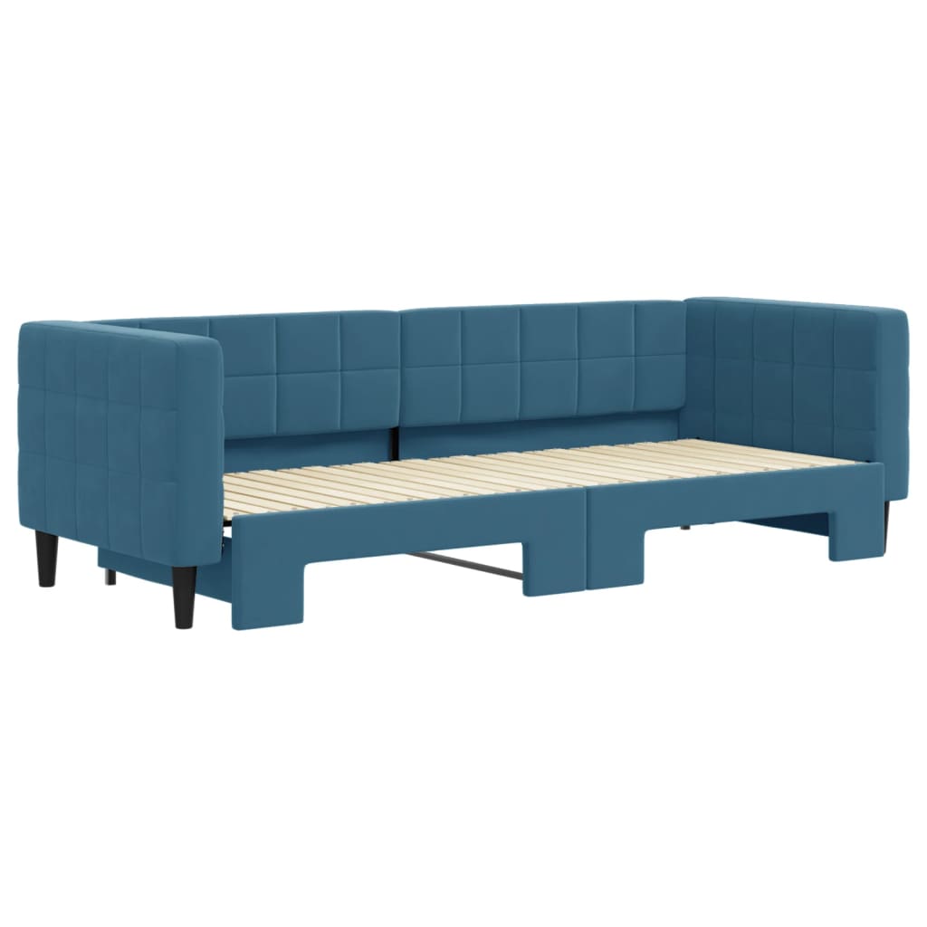 vidaXL Slaapbank met onderschuifbed 80x200 cm fluweel blauw afbeelding