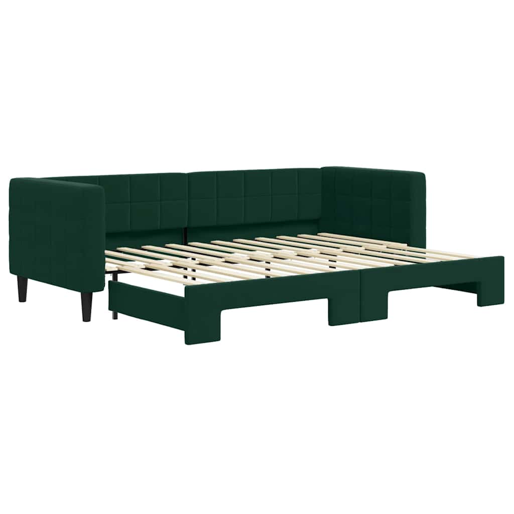 vidaXL Válenda s přistýlkou tmavě zelená 80 x 200 cm samet