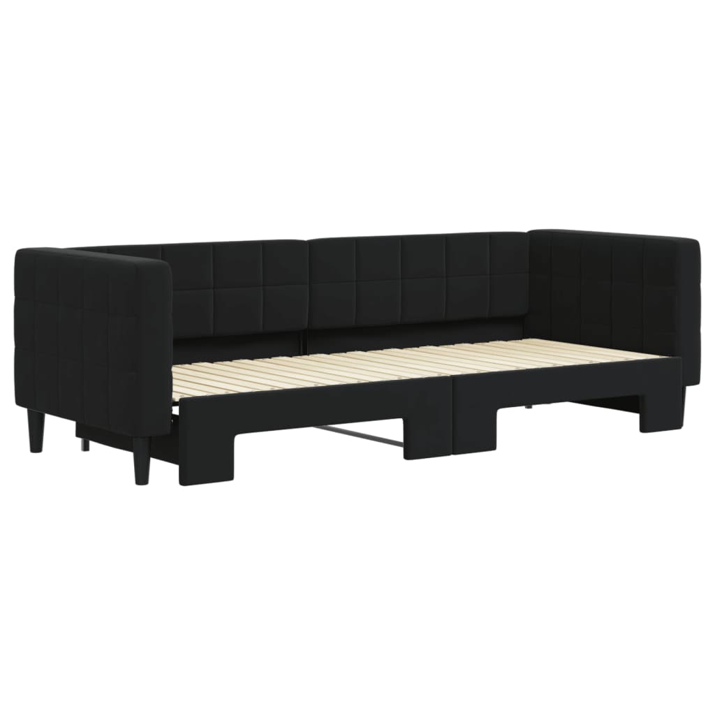vidaXL Slaapbank met onderschuifbed 80x200 cm fluweel zwart, foto 2