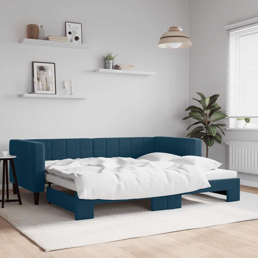 vidaXL daybed med udtræk 90x200 cm velour blå