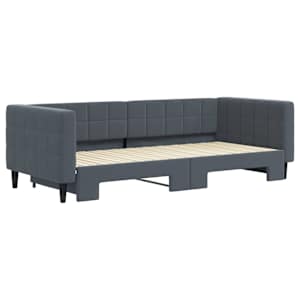 vidaXL Slaapbank met onderschuifbed 90x200 cm fluweel donkergrijs