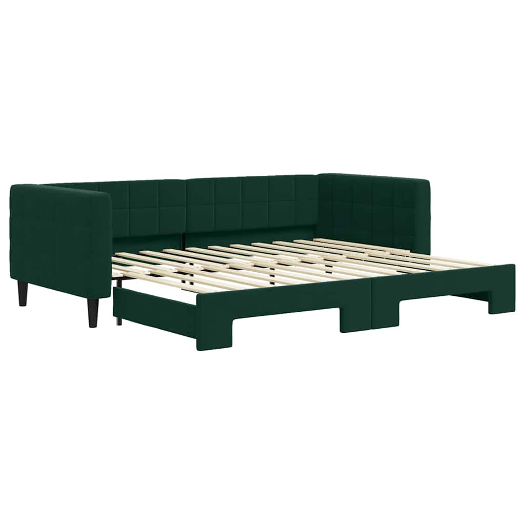 vidaXL Slaapbank met onderschuifbed 90x200 cm fluweel donkergroen groen, foto 3