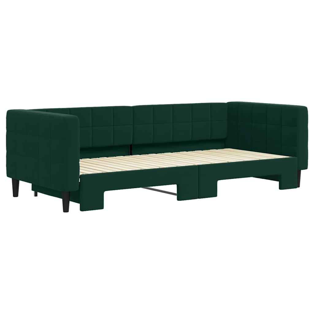 vidaXL Slaapbank met onderschuifbed 90x200 cm fluweel donkergroen groen, foto 2