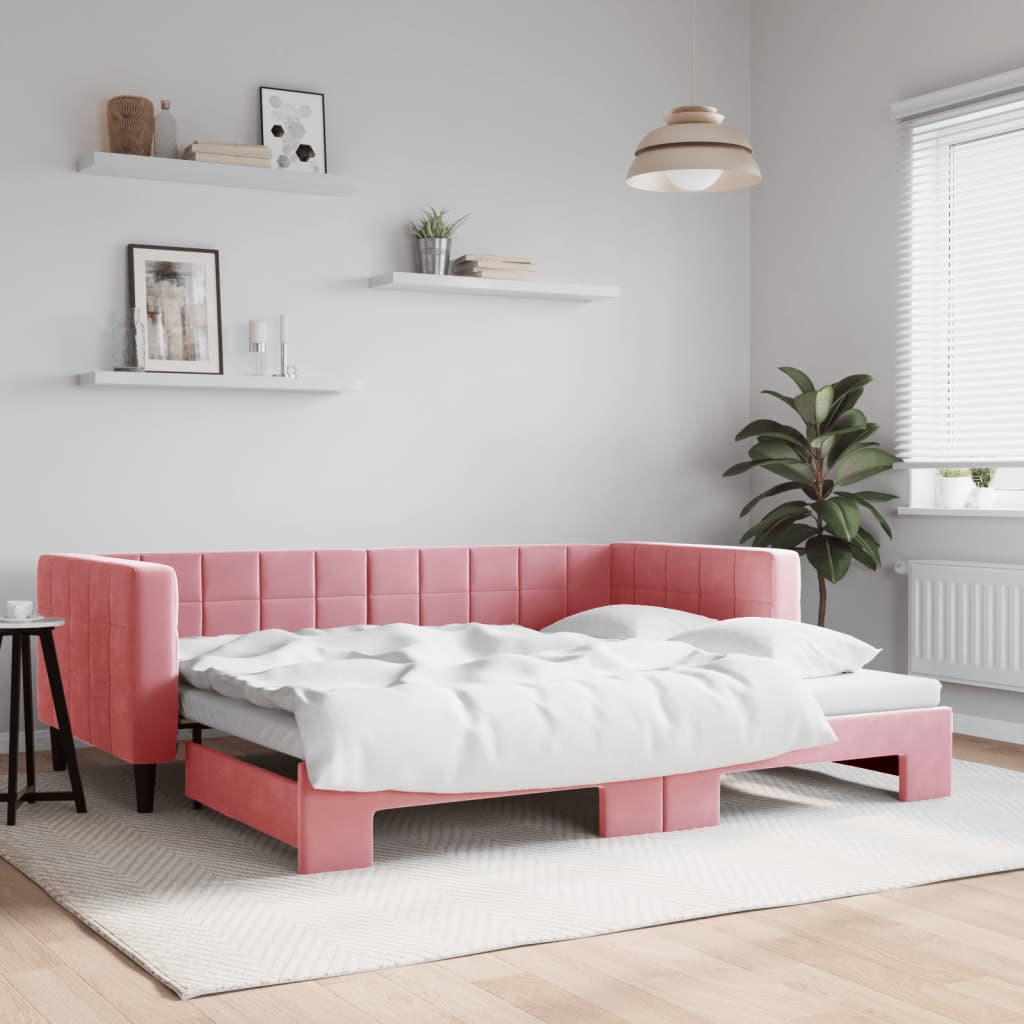 vidaXL Tagesbett Ausziehbar Rosa 90x200 cm Samt