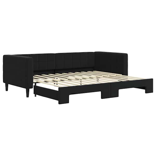 vidaXL diivanvoodi v&auml;ljat&otilde;mmatava osaga, must, 90x200 cm, samet