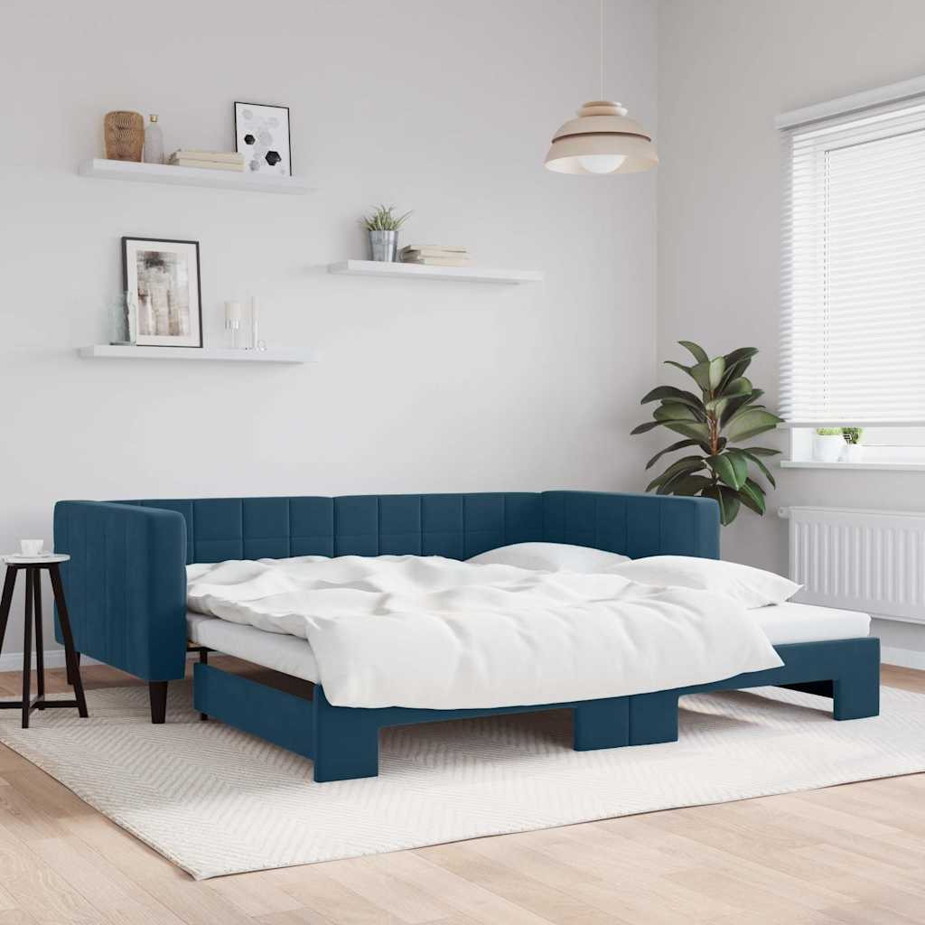 vidaXL daybed med udtræk 100x200 cm velour blå