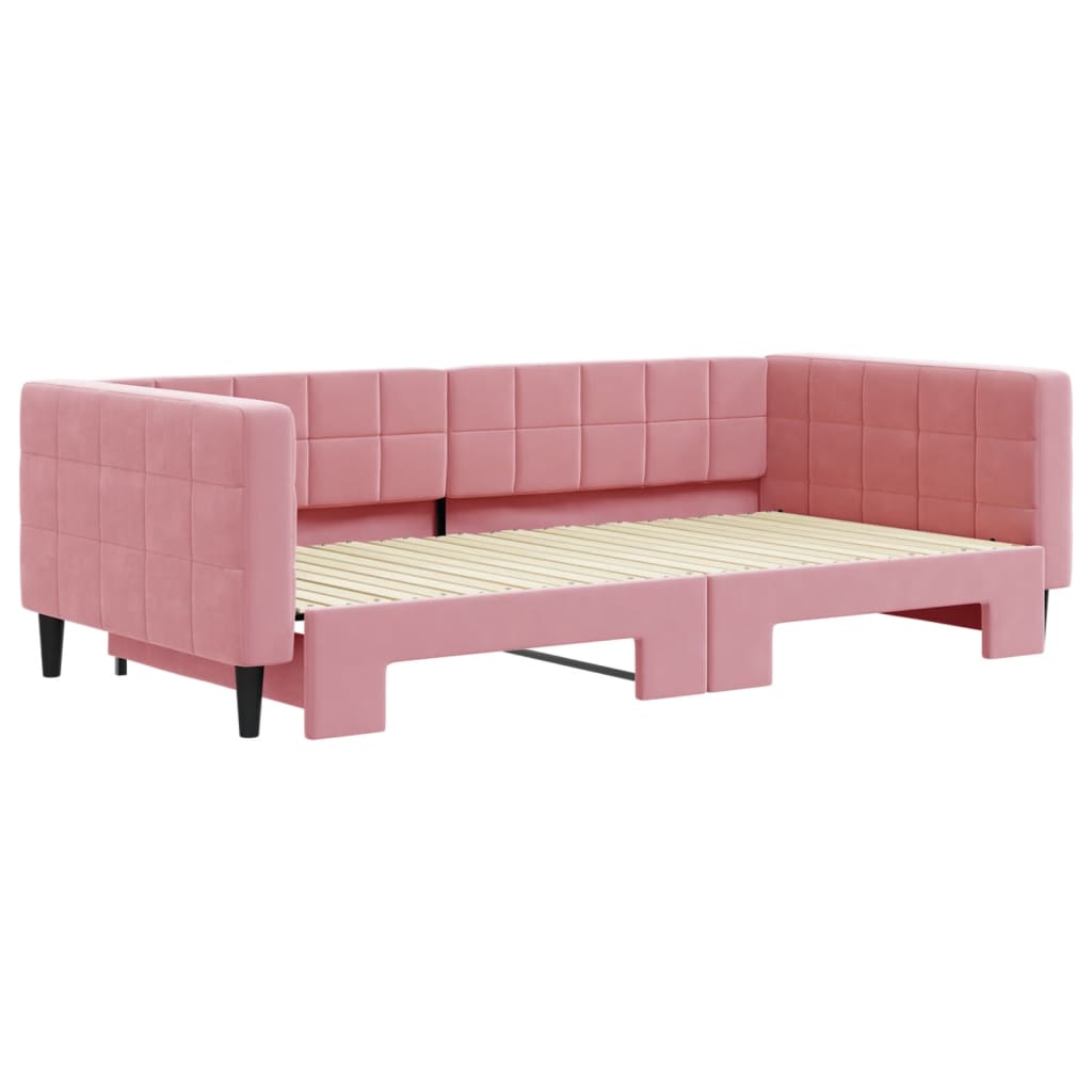 Thumbnail - vidaXL Tagesbett Ausziehbar Rosa 100x200 cm Samt