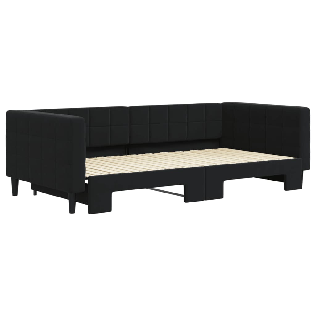 vidaXL Slaapbank met onderschuifbed 100x200 cm fluweel zwart afbeelding